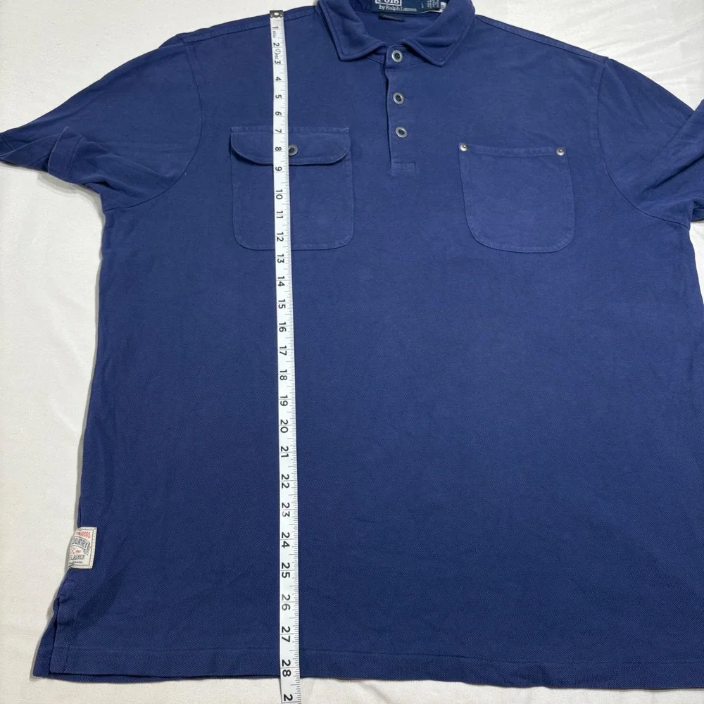 Polo Ralph Lauren Polo Shirt Mens Large Navy Blue Utility Pocket Polo Country L